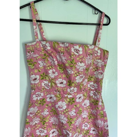 Lynn Lugo Strapless Pink‎ Floral Sundress Spaghetti Straps Size 6 - Picture 2 of 5
